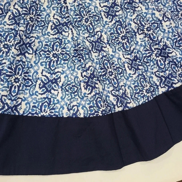 Milly Design Nation Skirt Womens Medium Blue Floral Side Zip Cotton Blend - Picture 2 of 7